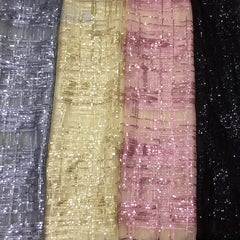 Mesh Sequin Embroidery Fabric Gingham Dress Lace Glitter Sequins