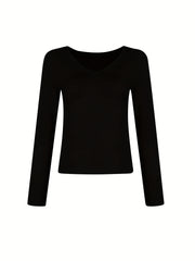 Women's Long Sleeve V Neck Fitness Tee