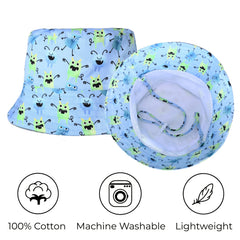 Boys Monster Print Bucket Hat for Sun Protection