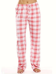 Plaid Drawstring Sleep Bottoms Cozy Home Pants