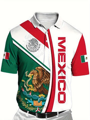 MEXICO Eagle Snake Pattern Men's Casual Fit Shirt