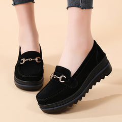 Women's Metal Platform Loafers Slip On Shoes