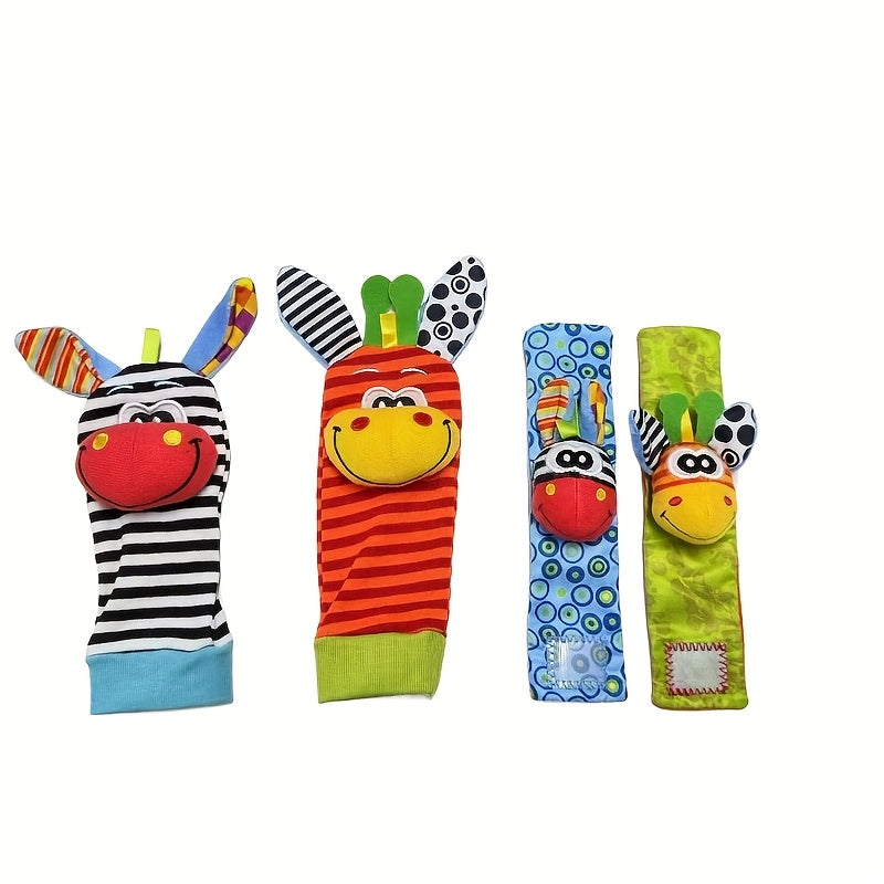 Baby Wrist Bell Socks and Foot Set Bell Toys Cartoon Animal Wrist Bells