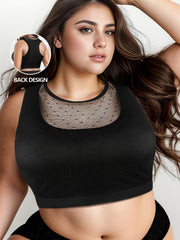 Women's Sports Bra Contrast Mesh Seamless Yoga Running Bra