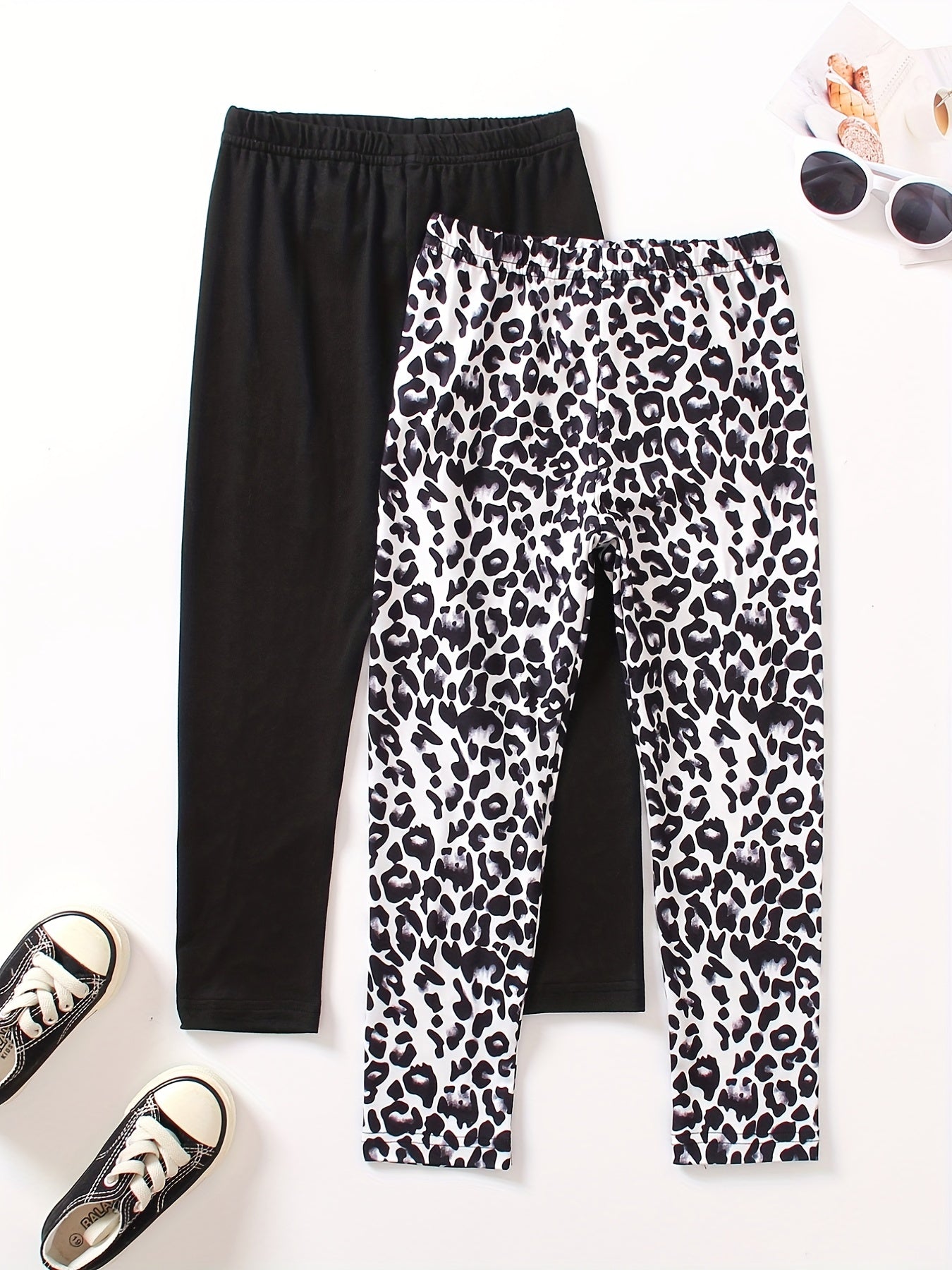 Girl's High Waisted Leopard Legging Set