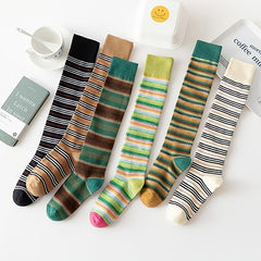 Striped Calf Socks College Style Knee High Socks Women's Stockings