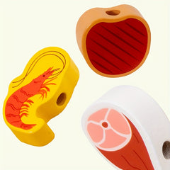 Wooden BBQ Grill Playset with Realistic Food Toys
