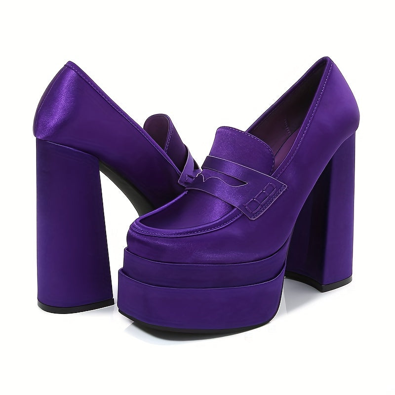Women's Closed Toe Block Heel Pumps Comfy Slip On Platform Shoes