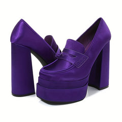 Women's Closed Toe Block Heel Pumps Comfy Slip On Platform Shoes