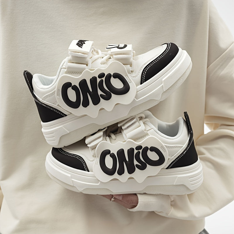 Women's Letter Graphic Low Skate Shoes Causal Flat Sports Sneakers
