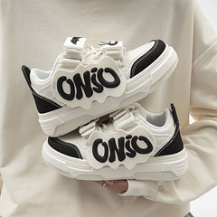 Women's Letter Graphic Low Skate Shoes Causal Flat Sports Sneakers