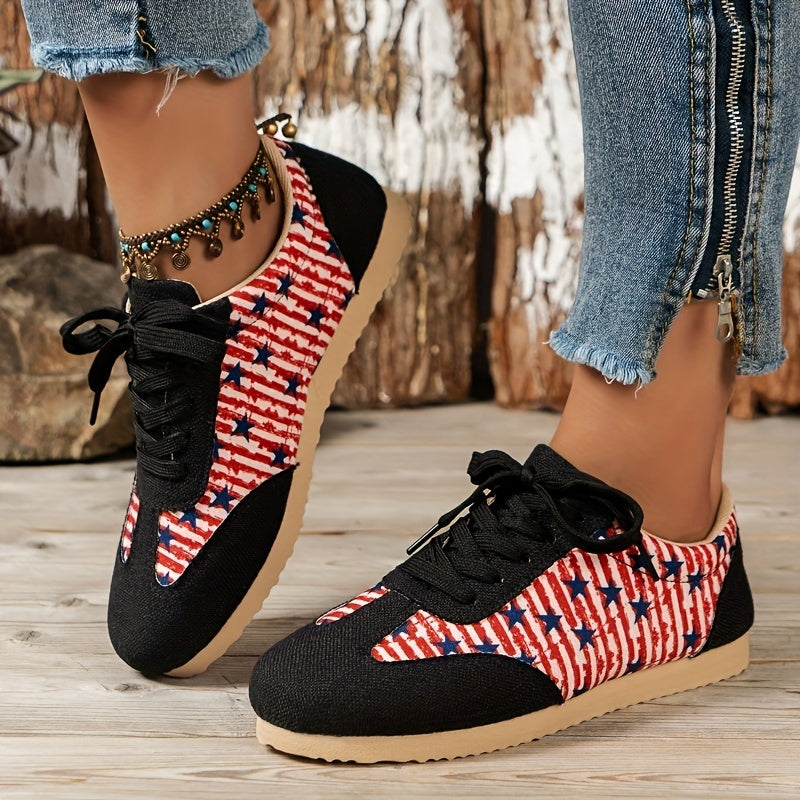 Women's Star & Striped Sneakers Casual Lace Up Shoes Lightweight