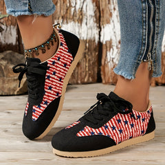 Women's Star & Striped Sneakers Casual Lace Up Shoes Lightweight