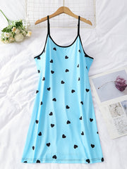 3 Piece Plus Size Heart Print Nightdress Set