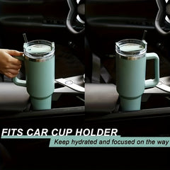 40oz Stainless Steel Insulated Water Bottle with Handle - Leakproof Straw Cup