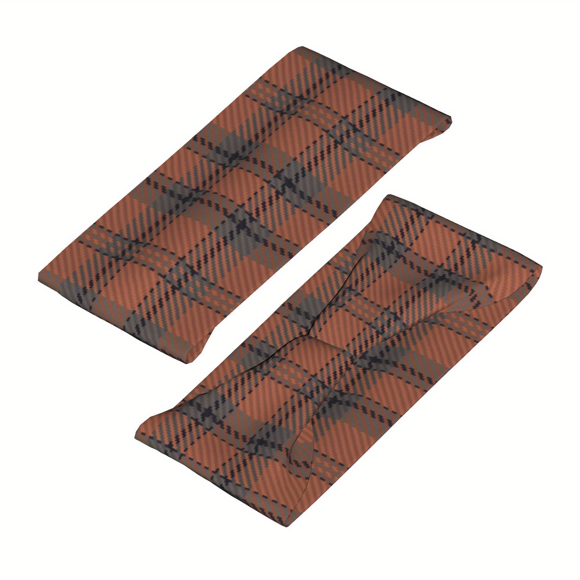 Men's Vintage Plaid Headband Non Slip Breathable Hairband Brown Plaid Pattern
