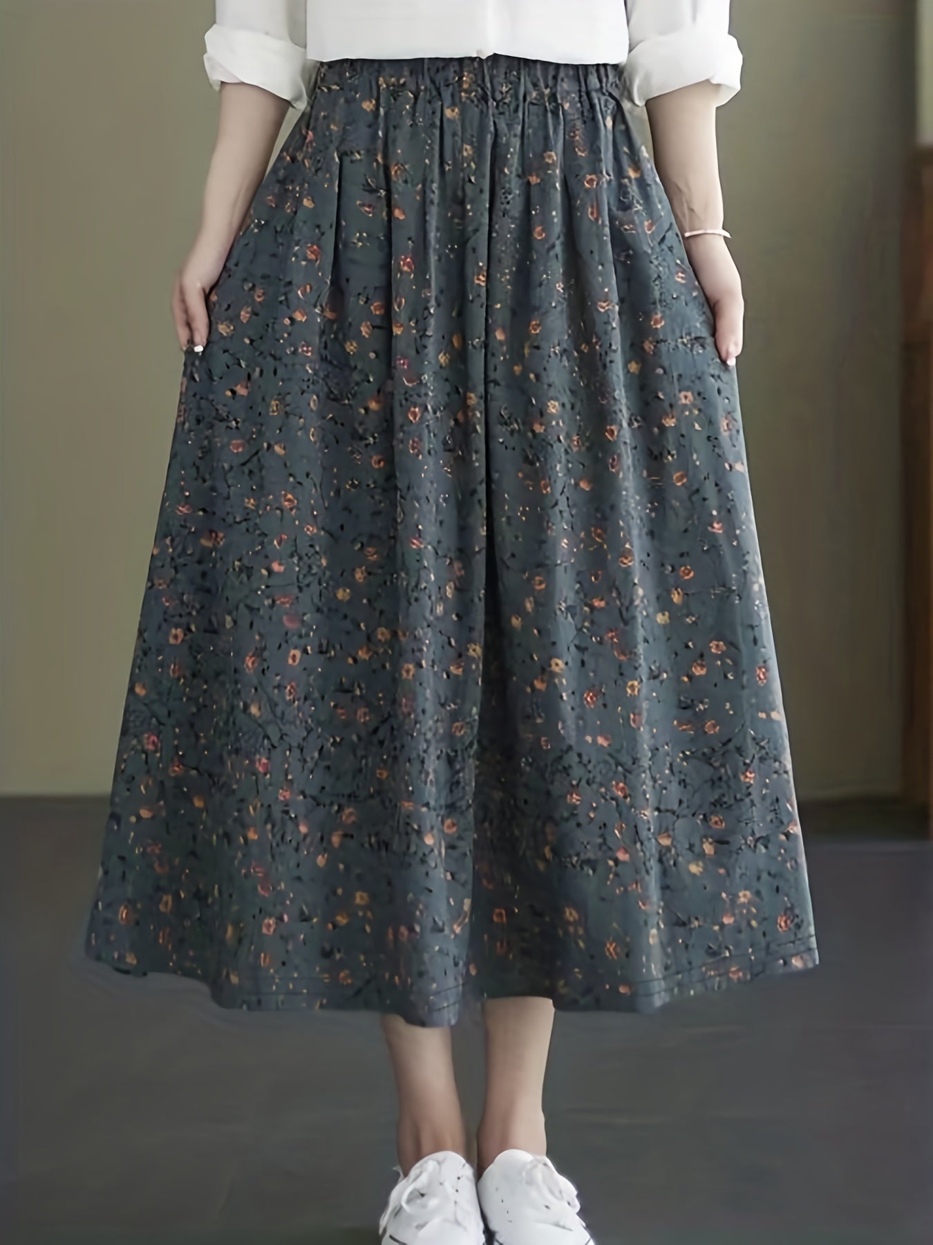 Boho Ditsy Floral Print Skirt for Summer & Spring