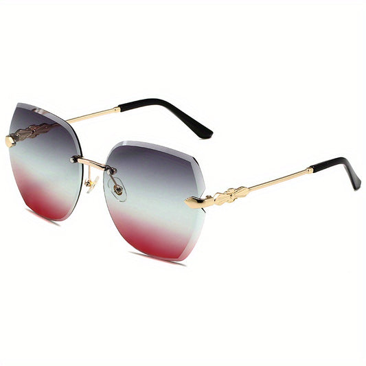 Rimless Irregular Cut Edge Sunglasses Metal Gradient Stylish UV Protection