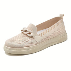 Women's Knitted Sock Shoes Chain Slip On Flat Shoes