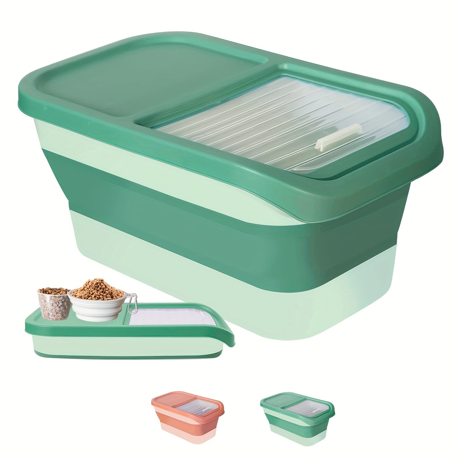 Foldable Dog Food Storage Container with Slidable Lid