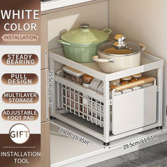 Pull-Out Basket Seasoning Storage Rack Sink Shelf