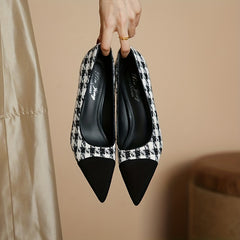 Houndstooth Stiletto Heels Pointed Toe Pumps