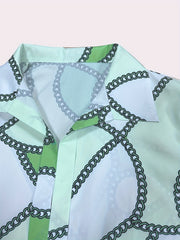 Chain Print Long Sleeve Blouse