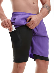 Men's 2-Layer Gym & Running Shorts Quick Dry & Comfortable