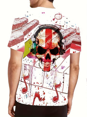 Colorful Skull Print Men's T-shirt 3D Digital Top Crew Neck
