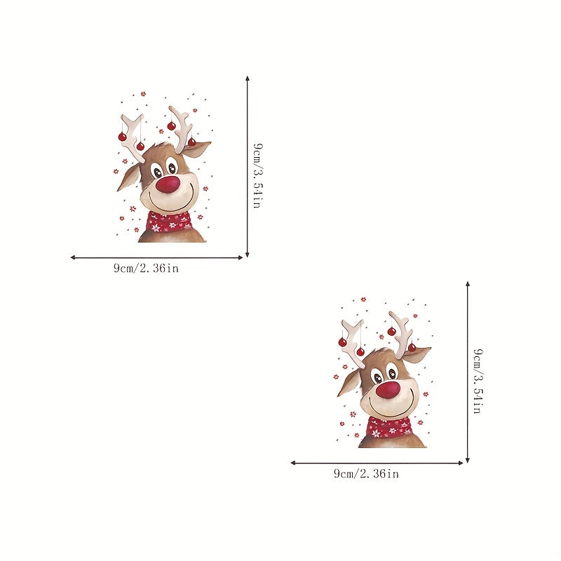 2pcs Christmas Deer Heat Transfer Sticker DIY Washable Patches On Clothes