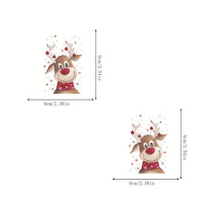 2pcs Christmas Deer Heat Transfer Sticker DIY Washable Patches On Clothes