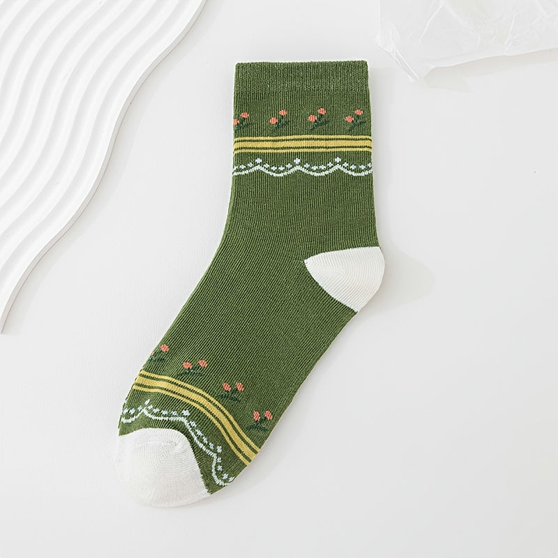 5 Pairs Cartoon Print Socks Women's Stockings