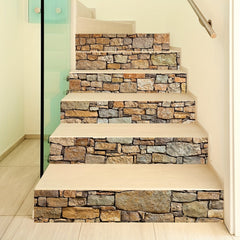 6pcs Brick Stairs Stickers 3D Stone Art Decorative Decals