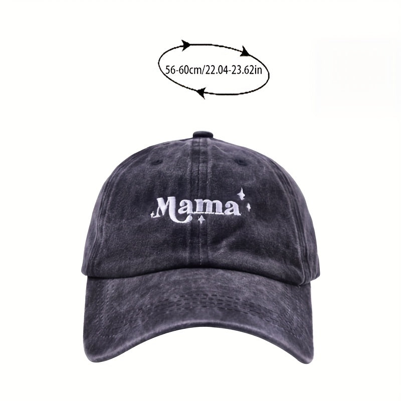 Mama Star Embroidery Distressed Sunscreen Baseball Cap