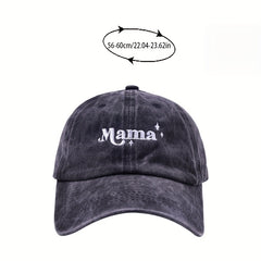 Mama Star Embroidery Distressed Sunscreen Baseball Cap