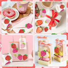 Sparkling Strawberry Stickers Red Pink Fruits for Crafts Party Deco
