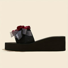 Women's Flower Sandals Slip On Thick Sole Non Slip Slides Shoes