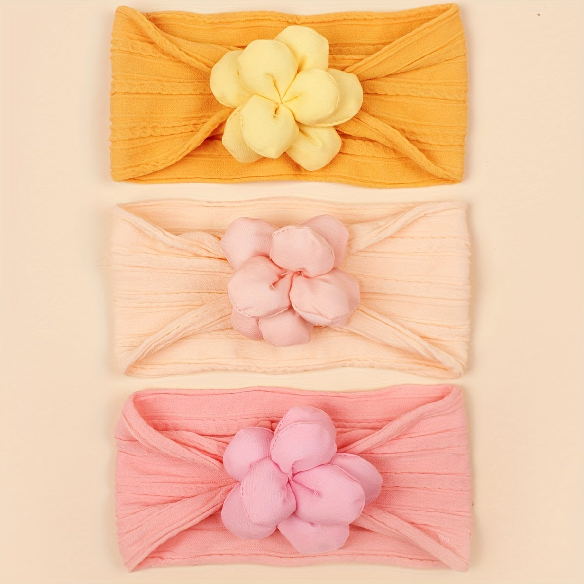 3pcs Flower Jacquard Headband for Baby Girls