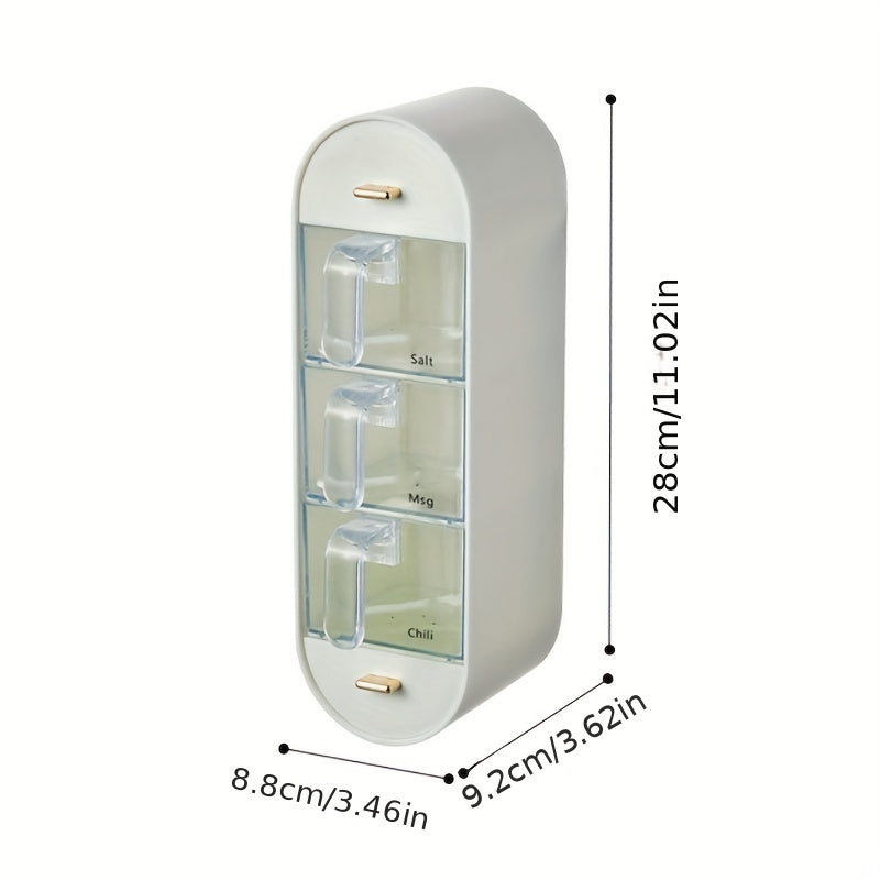 Wall-Mounted Spice Box with Lid, Moisture-Proof, 5-Grid Seasoning Storage