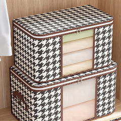 Houndstooth Wardrobe Quilt Organizer Double Zipper Clothes Storage Box