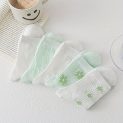 5 Pairs Floral Crew Socks Women's Stockings