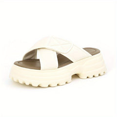 Women's Cross Strap Platform Sandals Slides