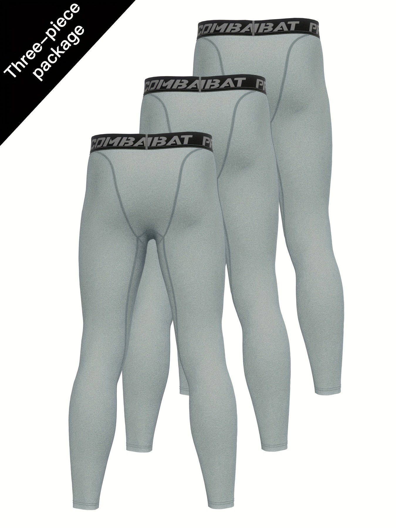 Men's 3pcs Solid Leggings Active Quick Drying Compression Pants
