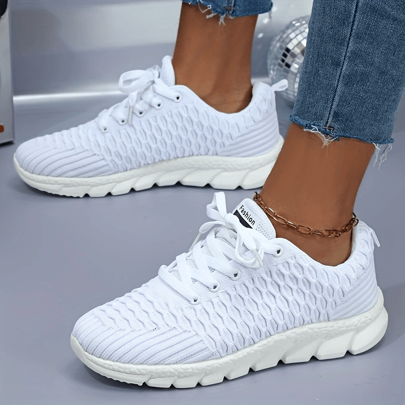 Women's Breathable Woven Sneakers Casual Running Shoes Lightweight Low Top Shoes