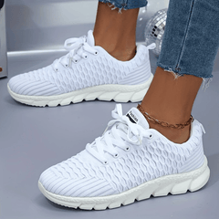 Women's Breathable Woven Sneakers Casual Running Shoes Lightweight Low Top Shoes