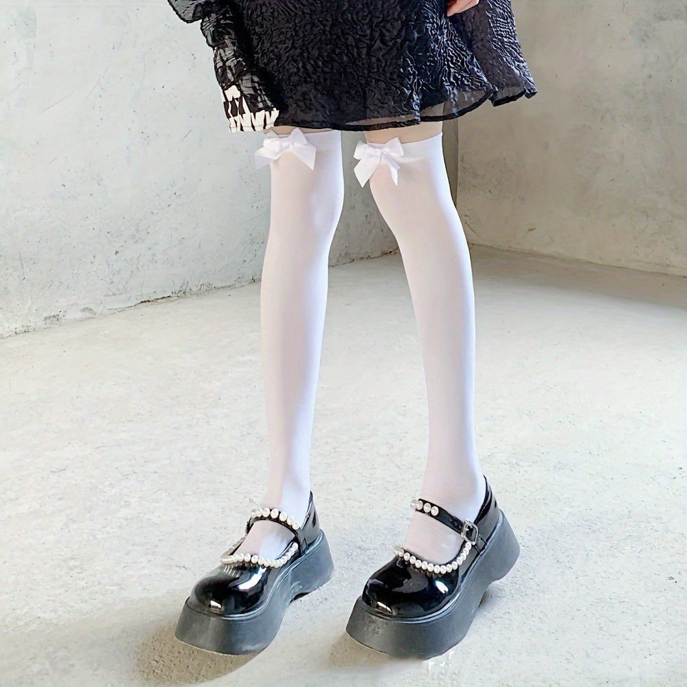 Bow Thigh High Socks Lolita Over The Knee Socks Women's Stockings