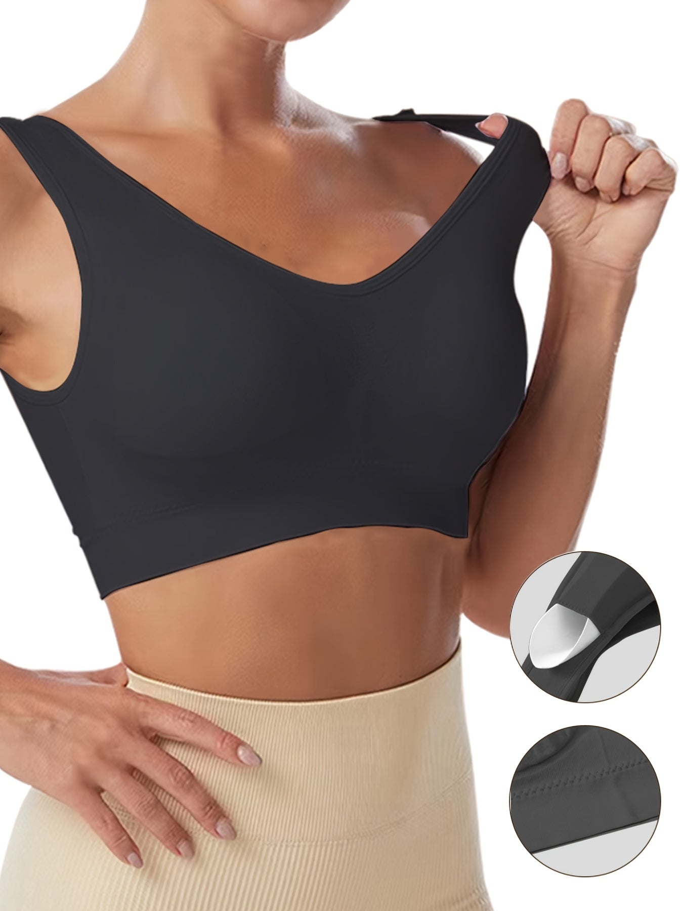 Seamless Sports Tank Bra Breathable Soft No Underwire Elastic Intimates Women's