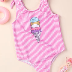 Baby Girls Ice Cream Print Swimsuit Summer Beach Bathing Suit