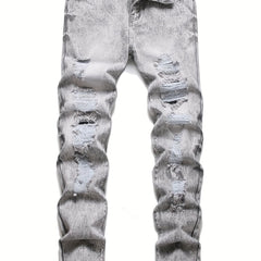Men's Slim Fit Ripped Jeans Distressed Denim Pants