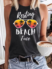 Coconut Tree & Letter Print Tank Top